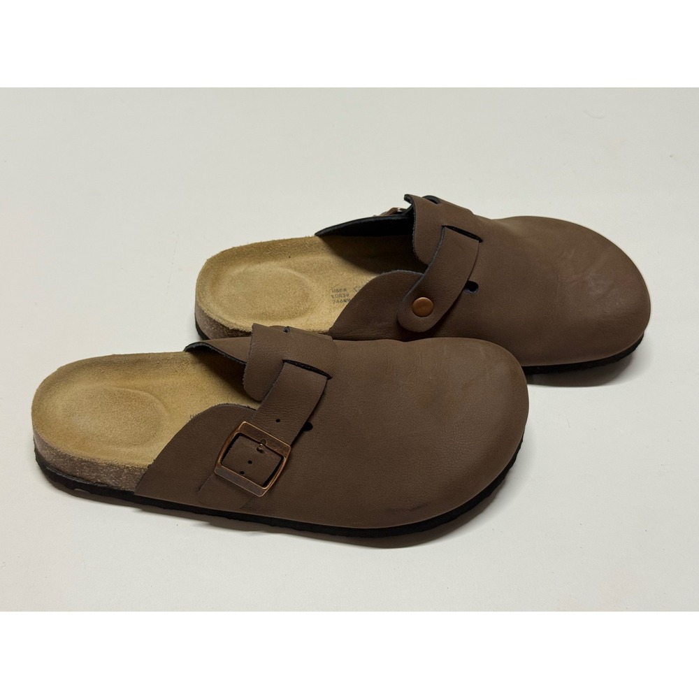 Project Cloud Brown‎ Leather Clogs Mules Buckle Strap Womens 8 EUR 39